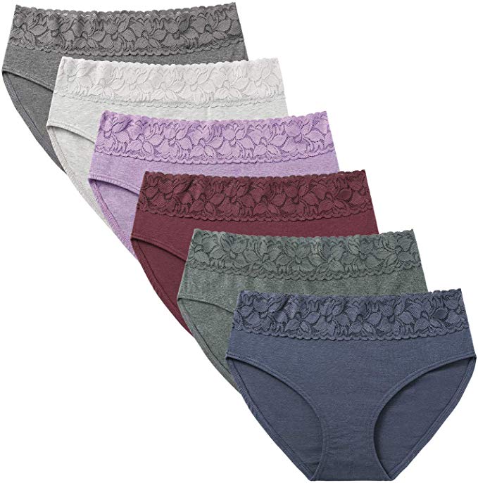 Rebatee Cotton Hipster Panties for Women Lace Hiphugger Panties
